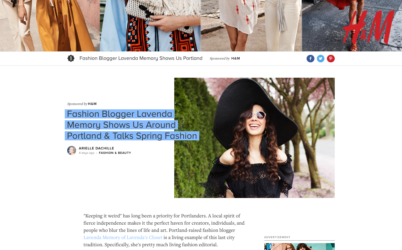 Bustle.com with HM- Portland & Spring Style